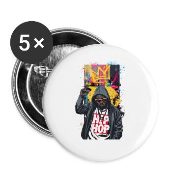 Rappeur urbaine avec graffiti coloré - Lot de 5 grands badges (56 mm) - blanc - Devant