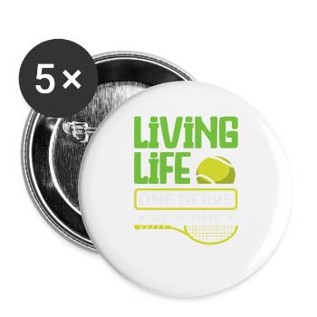 Tennis Player Life Life One Serve - Buttons large 2.2''/56 mm (5-pack) - white - Front