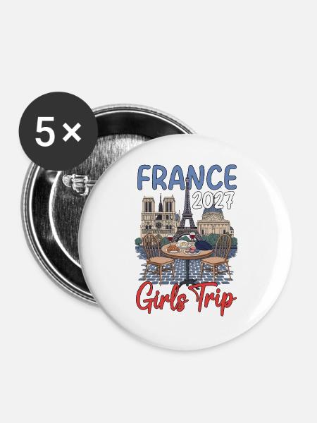 France Girls Trip 2027 - Buttons groß 56 mm (5er Pack) - Weiß