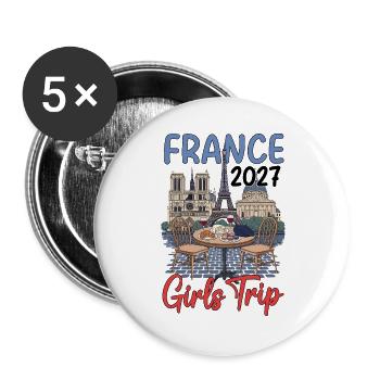 France Girls Trip 2027 - Buttons large 2.2''/56 mm (5-pack) - white - Front