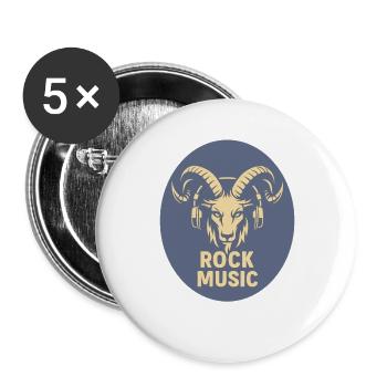 Steinbock mit Kopfhörern - Buttons groß 56 mm (5er Pack) - Weiß - Vorne