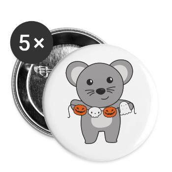 Maus Happy Halloween Kürbis Geist Kostüm - Buttons groß 56 mm (5er Pack) - Weiß - Vorne