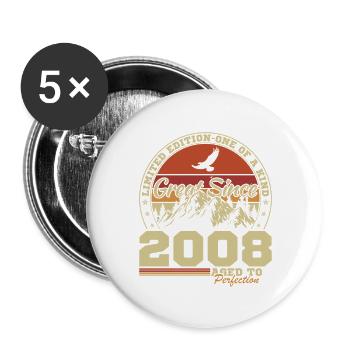 2008 Vintage Retro Geburtstagsgeschenk - Buttons groß 56 mm (5er Pack) - Weiß - Vorne