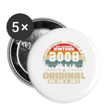 2008 Vintage Retro Geburtstagsgeschenk - Buttons groß 56 mm (5er Pack) - Weiß - Vorne