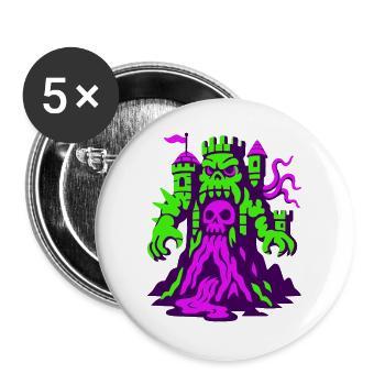 Kraken Fantasy Castle - Buttons large 2.2''/56 mm (5-pack) - white - Front