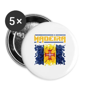 Motif abstrait du drapeau de Madère - Lot de 5 grands badges (56 mm) - blanc - Devant