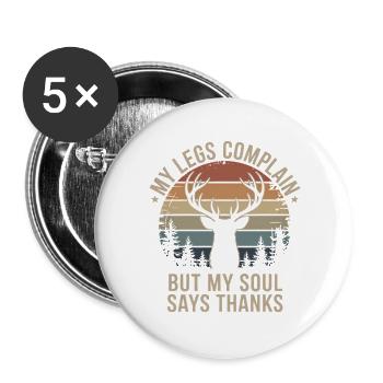 My Legs Complain Soul Thanks Retro Wandern Natur - Buttons groß 56 mm (5er Pack) - Weiß - Vorne