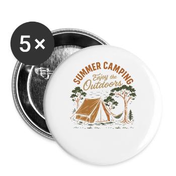 Summer camping enjoy the nature camper fun - Buttons large 2.2''/56 mm (5-pack) - white - Front