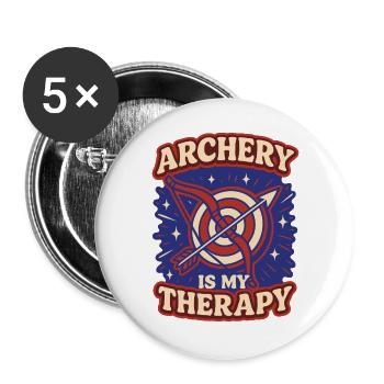 Bogenschießen Ist Meine Therapie Bogenschütze - Buttons groß 56 mm (5er Pack) - Weiß - Vorne