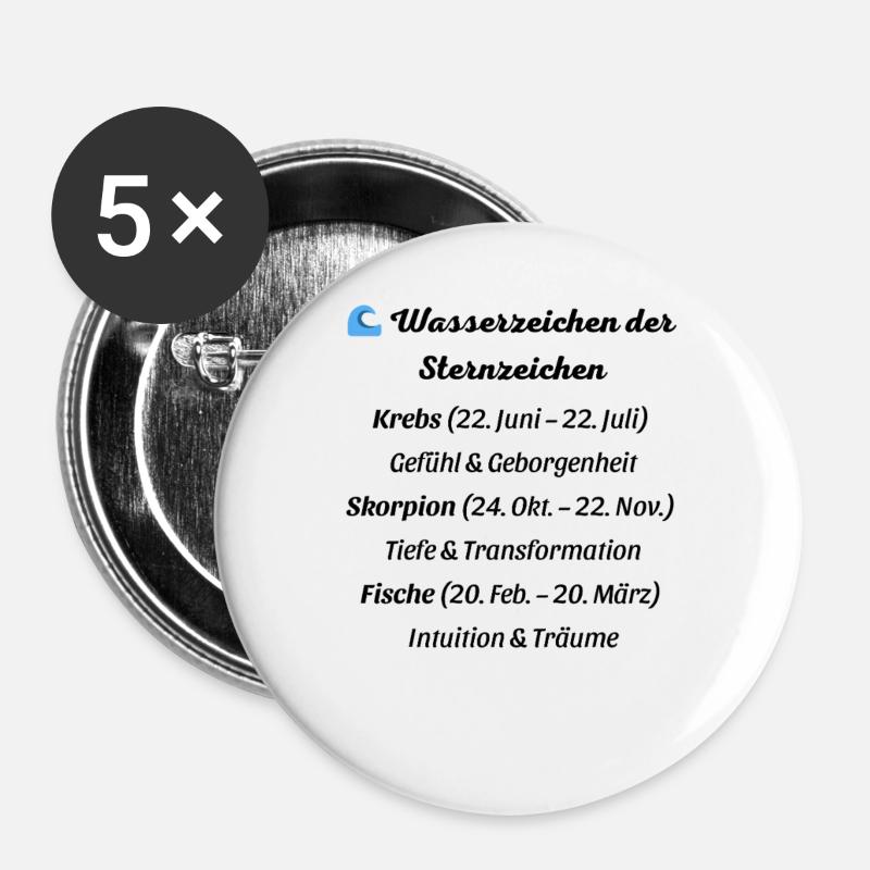 Wasserzeichen der Sternzeichen - Buttons groß 56 mm (5er Pack) - Weiß