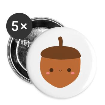 Kawaii Acorn Illustration for Apparel - Buttons large 2.2''/56 mm (5-pack) - white - Front