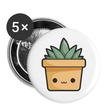 Kawaii Plant Pot - Buttons large 2.2''/56 mm (5-pack) - white - Front