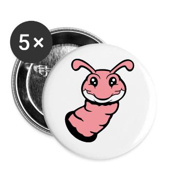 Caterpillar peeks out of hole smiles sweet worm comic fun - Buttons large 2.2''/56 mm (5-pack) - white - Front
