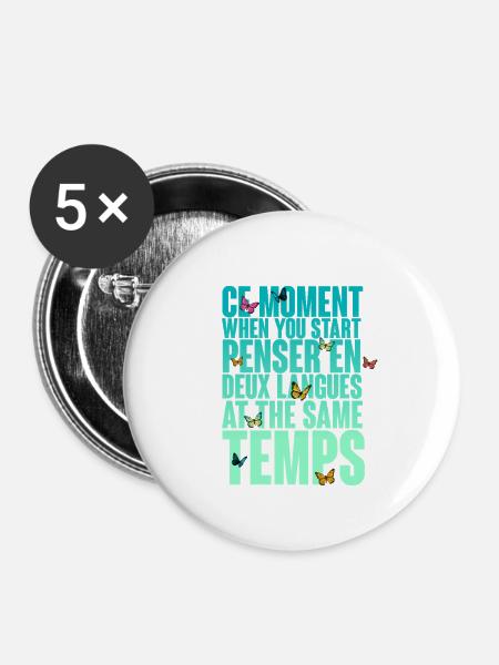 COOLER SPRUCH FÜR MEHRSPRACHLER, INTERNATIONAL - Buttons groß 56 mm (5er Pack) - Weiß