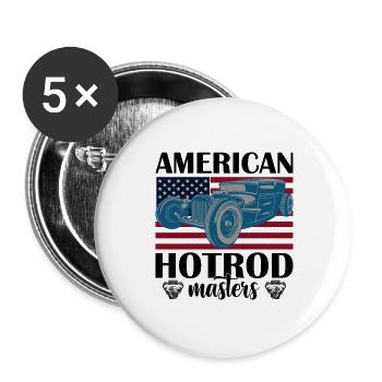 Vintage American Car with Flag Background - Buttons large 2.2''/56 mm (5-pack) - white - Front