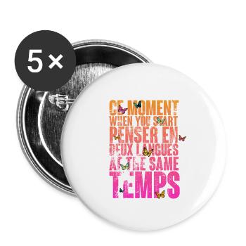 DICTON COOL POUR LES MULTILINGUES, LES INTERNATIONAUX - Lot de 5 grands badges (56 mm) - blanc - Devant