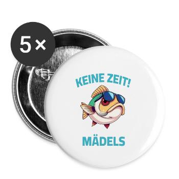 Fisch Fischer Angler Angeln Sprüche Aquarianer  - Buttons groß 56 mm (5er Pack) - Weiß - Vorne
