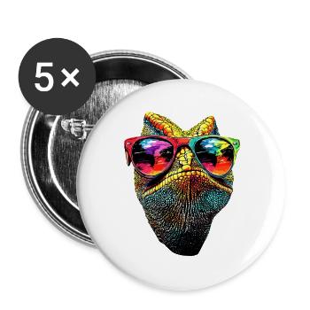 Chameleon Lizard Reptile Chameleon Iguana Lizard - Buttons large 2.2''/56 mm (5-pack) - white - Front