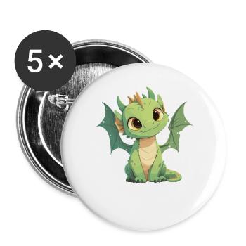 Dragon Dragon - Buttons large 2.2''/56 mm (5-pack) - white - Front
