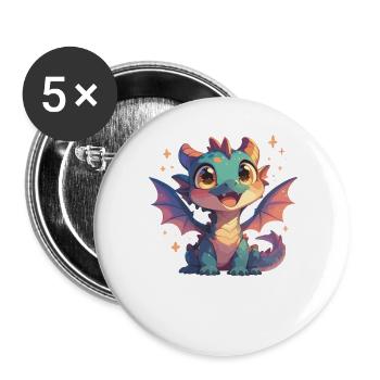 Dragon Dragon - Buttons large 2.2''/56 mm (5-pack) - white - Front
