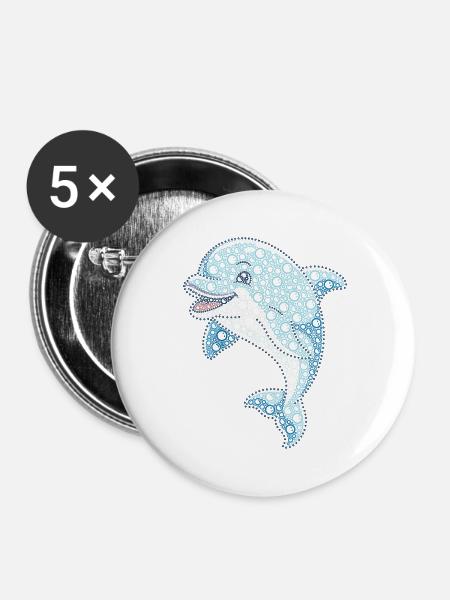 VSP Bubble Delphin - Buttons groß 56 mm (5er Pack) - Weiß