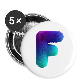 Letter F in fur look with color gradient - Buttons large 2.2''/56 mm (5-pack) - white - Front