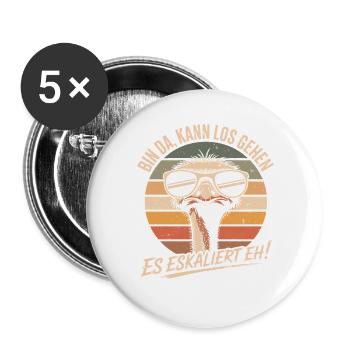 Strauss Je suis là, on y va. Ça s'intensifie de toute façon. - Lot de 5 grands badges (56 mm) - blanc - Devant