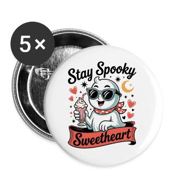 Stay Spooky Sweetheart Retro Cute Halloween Ghost  - Buttons large 2.2''/56 mm (5-pack) - white - Front