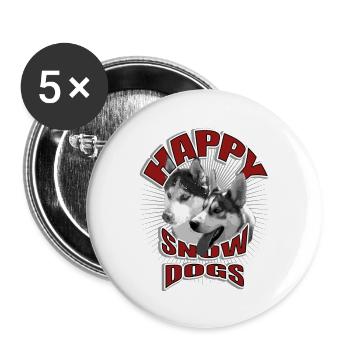 Hunde im Winter in 50er Jahre-Design - Buttons groß 56 mm (5er Pack) - Weiß - Vorne