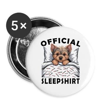 Yorkie im Bett Liebesbotschaft - Buttons groß 56 mm (5er Pack) - Weiß - Vorne