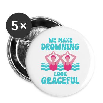 Synchronschwimmen Kunstschwimmen Wassersport - Buttons groß 56 mm (5er Pack) - Weiß - Vorne
