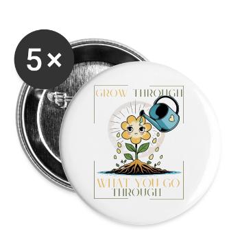 Flower of Strength – Growing despite everything - Buttons large 2.2''/56 mm (5-pack) - white - Front