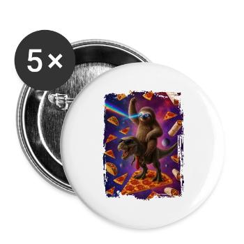 Space Explorers Dragon and Sloth - Buttons large 2.2''/56 mm (5-pack) - white - Front