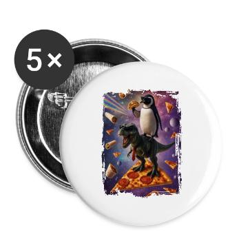 Galaktische Tierpizza Abenteuer - Buttons groß 56 mm (5er Pack) - Weiß - Vorne