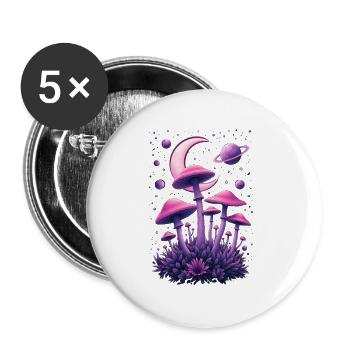 Mystical mushroom galaxy in neon look - Buttons large 2.2''/56 mm (5-pack) - white - Front