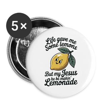 La vie m'a donné des citrons Jésus fait de la limonade - Lot de 5 grands badges (56 mm) - blanc - Devant