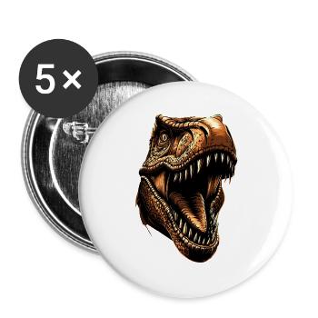 T-Rex Tyrannosaurus Rex Dino Papa Dinosaure - Lot de 5 grands badges (56 mm) - blanc - Devant