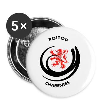 Emblème Poitou Charentes - Lot de 5 grands badges (56 mm) - blanc - Devant