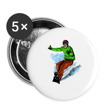 Snowboarding - Buttons groß 56 mm (5er Pack) - Weiß - Vorne