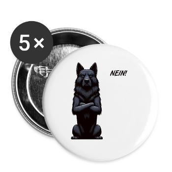 Nein Schwarzer Schäferhund Schäferhundbesitzer  - Buttons groß 56 mm (5er Pack) - Weiß - Vorne