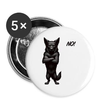No Schwarzer Schäferhund Schäferhundbesitzer  - Buttons groß 56 mm (5er Pack) - Weiß - Vorne