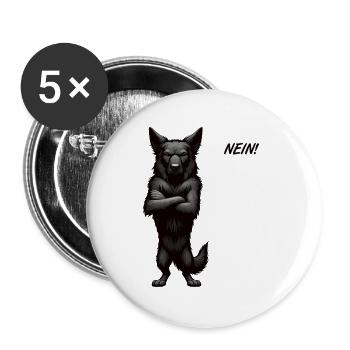 Nein Schwarzer Schäferhund Schäferhundbesitzer  - Buttons groß 56 mm (5er Pack) - Weiß - Vorne