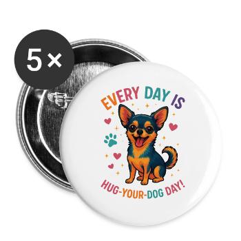 Chihuahua - Lot de 5 grands badges (56 mm) - blanc - Devant