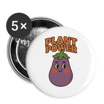 Playful eggplant with a message - Buttons large 2.2''/56 mm (5-pack) - white - Front