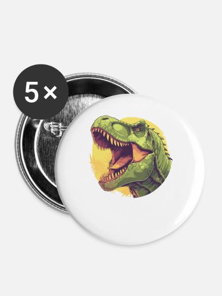 Dino Saurier Dinosaurier - Buttons groß 56 mm (5er Pack) - Weiß