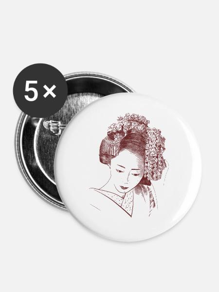Japanerin  - Buttons groß 56 mm (5er Pack) - Weiß