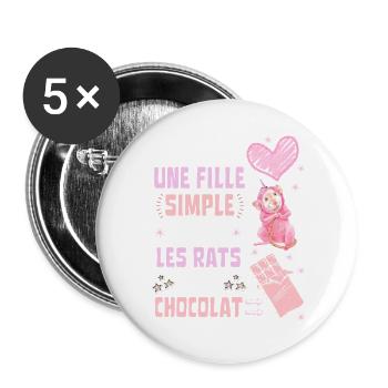I am a Simple Rats and Chocolate girl - Buttons large 2.2''/56 mm (5-pack) - white - Front