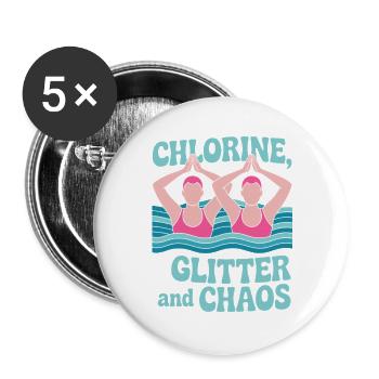Synchronschwimmen Kunstschwimmen Wassersport - Buttons groß 56 mm (5er Pack) - Weiß - Vorne