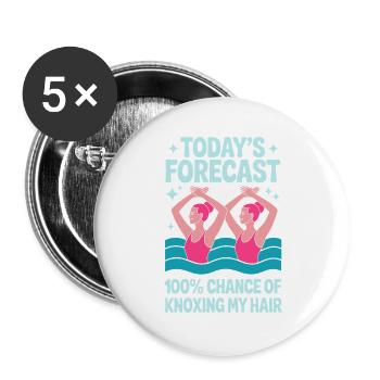 Synchronschwimmen Kunstschwimmen Wassersport - Buttons groß 56 mm (5er Pack) - Weiß - Vorne