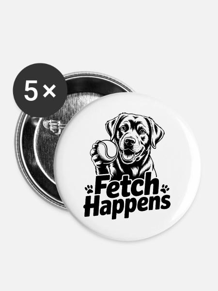 Fetch passiert - Buttons groß 56 mm (5er Pack) - Weiß